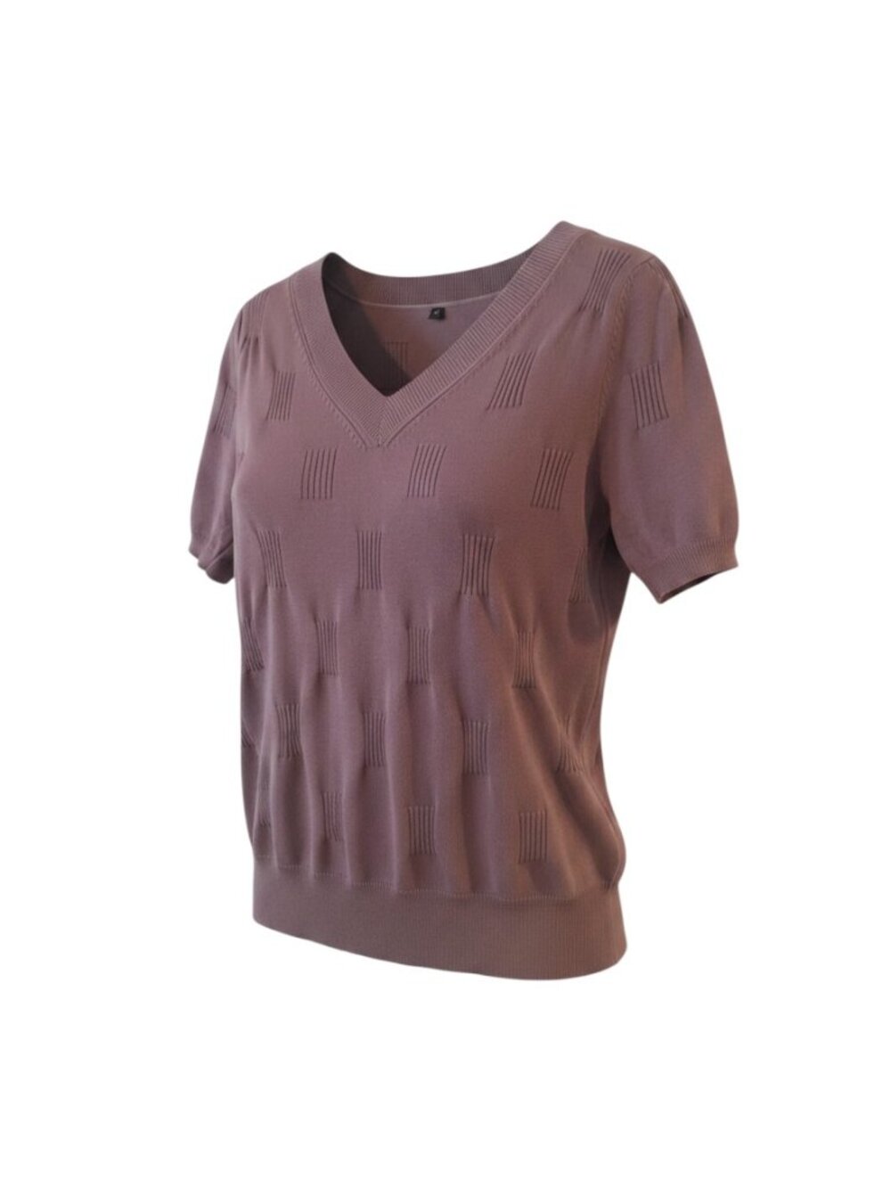 Arach & Cloz Women's Short Sleeve V-Neck Sweater Plum Color Size Medium